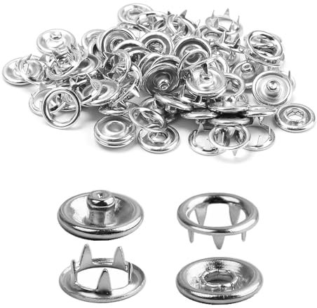 20 Set Bottoni a Pressione in Metallo da Cucire, 9,5mm Kit Bottoni Automatici, Rivetti a Pressione Bottoni Senza Cuciture Cucire Abbigliamento Fai-da-Te Accessori Cucito Riparazioni Vestiti (Argento)