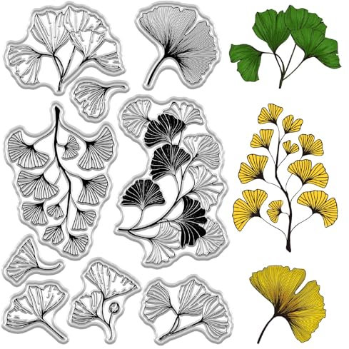 craspire Ginkgo Blätter Stempel Hochzeit DIY Vintage Wiederverwendbar Transparent Silikon Siegelstempel Herbstblatt Siegel Zum Basteln Scrapbooking Journaling Grußkarten Fotoalben Dekor