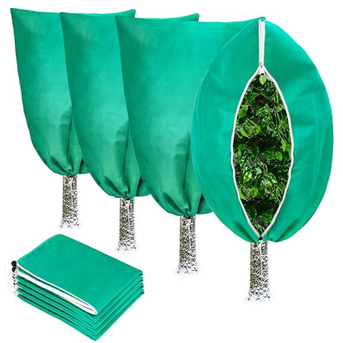 Hysagtek Protección para plantas de invierno, 4 unidades, protección invernal para plantas en macetas, protección contra heladas, protección contra el frío, bolsa protectora para plantas con