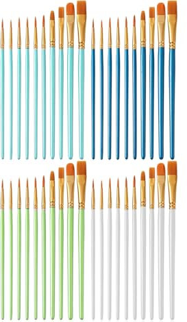 LilaLemon 40 Pcs Paint Brushes, Paint Brush Set, Small Acrylic Paint Brushes for Acrylic Oil Watercolor Gouache Face Painting Art Different Sizes