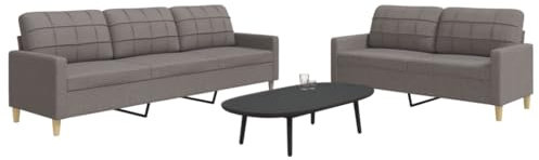 Tidyard 2-TLG. Sofagarnitur Sessel Couch Sofa Wohnzimmersofa mit Armlehnen, Couchgarnitur Designsofa Sitzmöbel Polstermöbel, Taupe Stoff