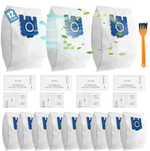 Staubsaugerbeutel für Miele, Emooncn 12 Stk. 3D Beutel für Staubsauger Kompatibel mit Miele 5-lagiges dickes Gewebe Complete C2/C3 Classic C1 GN Series S2 S4 S5 S6 S8 Filtert 99,9% des Staubes