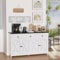 Roomark Buffet Schrank, Moderner Landhausstil Holz Kommode, Sideboard mit 3 Schubladen & 4 Fächern, Kaffeebar für Esszimmer Küche Wohnzimmer, 140x40x85 cm