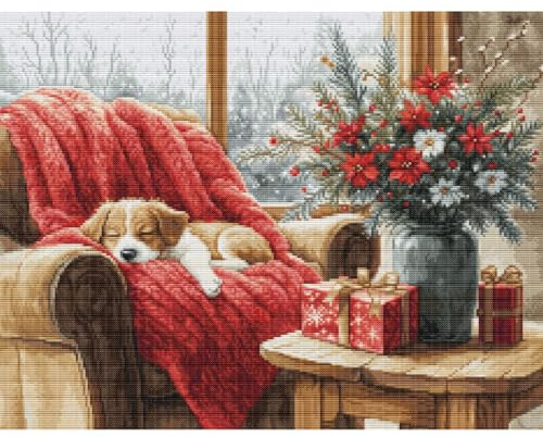 Kreuzstich Stickpackung Weihnachtsmoment, Zählmuster, 37x29cm