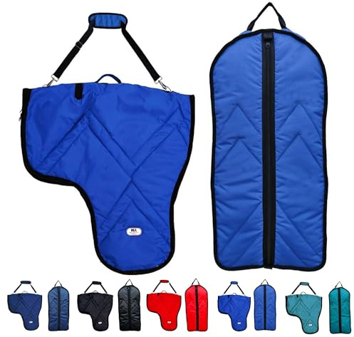 Majestic Ally Nylon Padded Horse Western Saddle Carry Bag, Bridle Bag Set, Multiple Colors (Royal Blue)