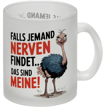speecheese Glas Tasse mit zerzausten Federn komische Illustration | eines Emus oder Straußes sorgt für Lacher