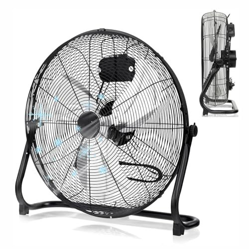 High Velocity Floor Fan, 3-Speed Industrial Shop Fan , Heavy Duty Metal Fan for Garage Workshop and Warehouse for Garage, Shop,Warehouse, Patio, Factory and Homes. ( Color : Black , Size : 22in(55*58c