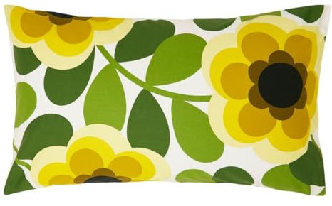 Orla Kiely Bedding - Giant Water Lily 100% Cotton Bed Cover Duvet Set - Lemon Twist (1 Pair Pillowcase (50cm x 75cm))