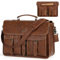 RAINSMORE Cartable Homme Sacoche Ordinateur 15.6 Pouces Sac Bandoulière Sac a Main Imperméable PU Cuir Artificiel Porte Document pour Affaires Collège Marron