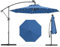 GYMAX Ombrellone da Balcone 3x3 M, con Luci Solari, Ombrellone Decentrato Laterale Roma (Blu Marino)