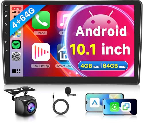 4G+64G Inalámbrico Carplay Android Radio de Coche para Citroen C5 2008-2017 10.1 Pulgadas Radio Coche 2 DIN con Android Auto GPS Navi WiFi Mirror Link Bluetooth FM/RDS/32 EQ/USB/SWC Cámara Trasera