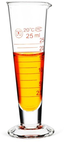 HEALEEP Messbecher Glas 25 ml Labormessbecher Messzylinder Präzises Messen für Küche und Labor Klare Skalierung