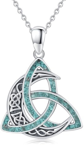 StoryMidir Keltische Mond Halskette 925 Sterling silber keltischer Knoten Anhänger türkisfarbener Halbmond irische Halskette Schmuck Geschenk für Frauen
