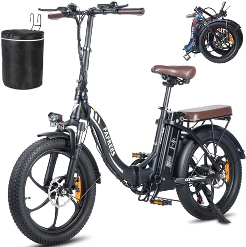 Fafrees Bici Elettrica Pieghevole 36V/18Ah Batteria Rimovibile Bicicletta Elettrica, 20×3.0 Fat Tire, 7 Velocità, Autonomia di 70-150km Fat Bike Ebike per Adulti, con Schermo LCD, con Borsa, Nero