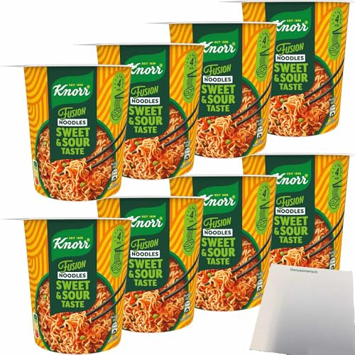 usy Bundle für Knorr Fusion Noodles Sweet & Sour Taste (8x82g Becher) + usy Block