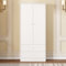Armario con barra, armario de 2 puertas, 2 cajones, dormitorio, salón, perchero de pasillo, tablero de partículas, blanco, largo 80 x ancho 40 x alto 175 cm