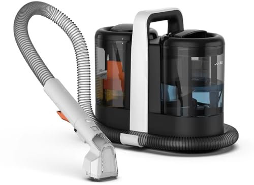 Nettoyeur de Tapis 750W, Shampouineuse Canape, Aspirateur Nettoyeur de Tapis, avec double réservoir, Aspiration 15Kpa, Nettoyeur Portable Tapis pour canapé, Tapis, Rembourrage, Voiture (Noir 600W)