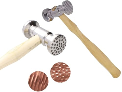 NS Crafts® Dual Pattern Texturing Hammer, Dimples & Stripe Jewelry Tool | Dual-Pattern Head Creates Dimples & Fine Stripe Texture, 2 Patterns in One Jewelry Making Hammer Tool