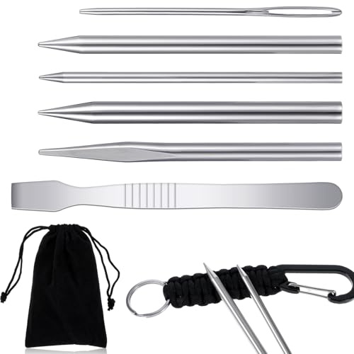 LIQWEI 6Pcs Paracord Needle, Paracord Accessories, Paracords Tools Jig Needle Smoothing Tool Lacing Leather, Paracords Stitching Lacing Stitching Needles for Leather Paracording Work
