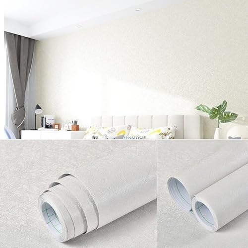 Xiyocadt Tapeten Vliestapete, Strukturtapete, Selbstklebende Tapete, Self Adhesive Wallpaper, Strukturtapete für Wohnzimmer, Küche & Büro (60 x 300 cm x 2 Stück,Weiß)