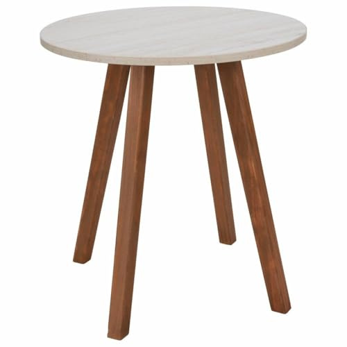 HowHomely Beistelltisch Kaffeetisch Couchtisch rund Marmoroptik 40 x 40 x 43 cm Sofatisch Kleiner Tisch mit Holzfuß Skandi Design Wohnzimmertisch Nachttisch modern
