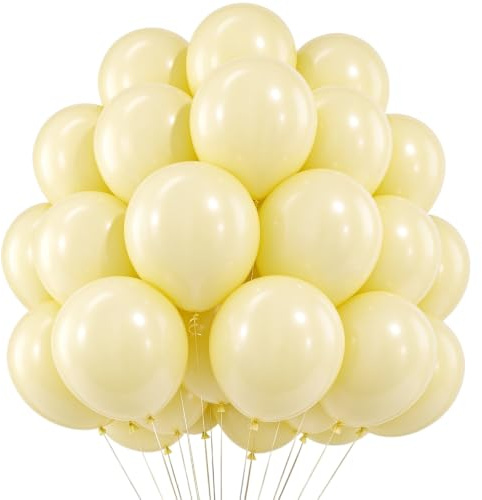 Luftballons Gelb, 60 Stück 10 Zoll Rund Maca-Gelb Latex Ballons, Gelb Geburtstag Dekoration Luftballon für Valentinstag, Geburtstag, Hochzeit, Jubiläum, Baby Shower, Party Deko