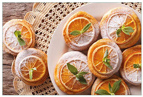 Wallario Küchenrückwand selbstklebend 90 x 60 cm, Motiv: Frische Biskuits mit Orangenscheiben | Spritzschutz abwischbar & pflegeleicht
