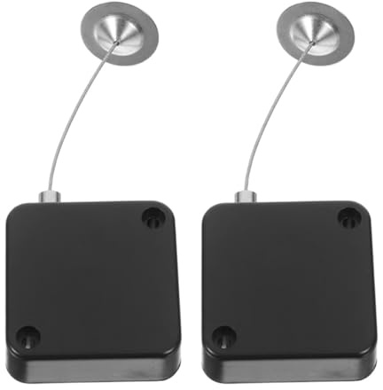 HOMOCONO Retractable Cable Tether Lock Anti-Theft Loss Prevention Device 2pcs with Steel Wire in Black for Tablets and Gaming Controllers Suitable for Exhibitions and Showroom Security