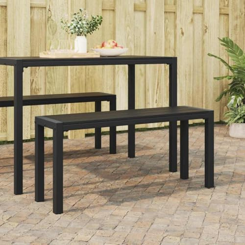 LoogCape Gartenbank Schwarz 100 x 28 x 45 cm aus Stahl, Sitzbank für Garten und Terrasse, wetterfest und mit Stabiler Konstruktion für bis zu 110 kg