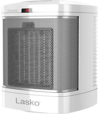 Lasko Portable Electric Ceramic Space Heater with ALCI Plug for Bathroom Use, 2 Heat Settings and Simple Heat Button, 8 Inches, White, 1500W, CD08200