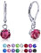DTPSilver - Damen Klappbügel Ohrringe 925 Sterling Silber mit Kristallen von Swarovski® Elements 6 mm Runde - Farbe : Rosa