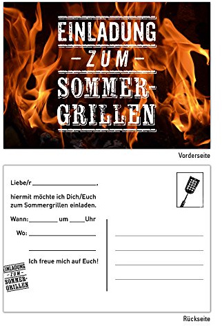25 Einladungskarten Geburtstag BBQ Bratwurst Grillen Bier Sommer Barbecue Party Feier Grill Steak Essen