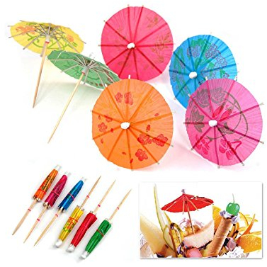 SHATCHI 72/144 Cocktail Umbrellas Mini Paper Tropical Summer Party Food Drink Cup Cake Decorations Picks Sticks Cocktail Accessories, Assorted Parasol