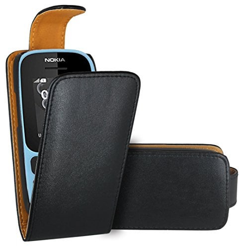 FoneExpert® Nokia 105 (2017) Case, Black Premium Leather Flip Book Case Cover For Nokia 105 (2017)