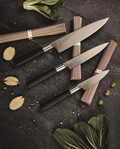 Kai 67-W18 Wasabi Black Ensemble de couteaux en acier inoxydable, noir