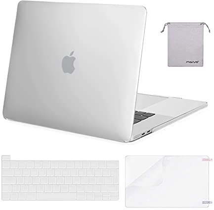 MOSISO Compatible with MacBook Pro 16 inch Case 2020 2019 Release A2141 with Touch Bar Touch ID, Plastic Hard Shell Case & Keyboard Cover & Screen Protector & Storage Bag, Frost