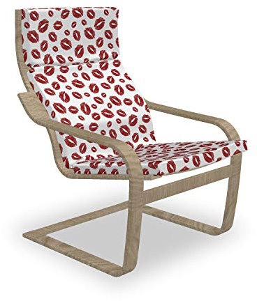 ABAKUHAUS Kuss Poäng Sessel Polster, Pop-Art-Lippenstift-Fleck, Sitzkissen mit Stuhlkissen mit Hakenschlaufe und Reißverschluss, Ruby und Weiß