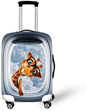 Elastische Kofferhülle Kofferschutzhülle, Chickw1 Reisekoffer Kofferbezug Gepäck Cover Protektor Waschbar Anti-Kratzer Staubdicht Reisekoffer Hülle Cover (Brille Giraffe,XL(29-32in))
