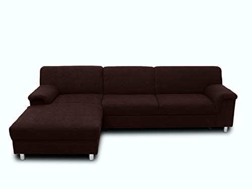 DOMO. collection Ecksofa Jamie, Sofa in L-Form, Couch, moderne Polsterecke, Eckcouch 251 x 150 x 72 cm (BxTxH), braun