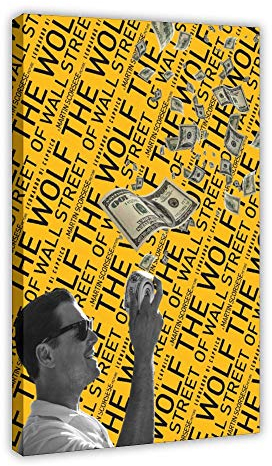 Filmposter The Wolf of Wall Street Leonardo DiCaprio 4, Leinwand-Poster, Wandkunst, Dekordruck, Gemälde für Wohnzimmer, Schlafzimmer, Dekoration, 60 x 90 cm, Rahmen