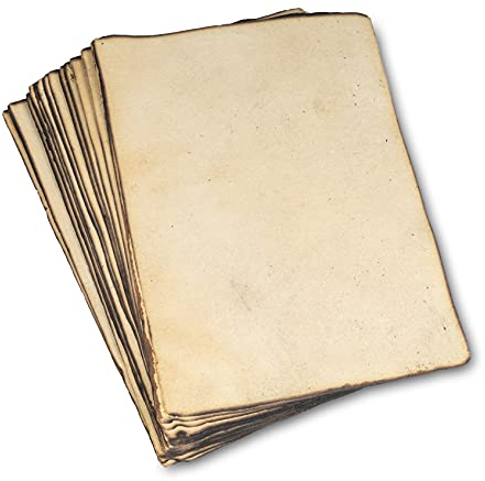 Wanderings Handgemachtes Antikes Leeres Papier Mit Leicht Verbranntem Büttenrand - 21 x 30 cm - A4 Packung Mit 50 Stück Für Schriftsteller, Einladungen, Basteln - Dickes 150 gsm