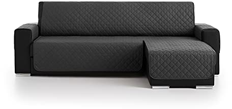 BESTCOVERS Ecksofa Zweiseitig Made in Spain Alcantara Touch Ecksofaschutz Sofaschoner Ecksofabezug Ecksofa mit Ottomane Sofaschonbezug Ecksofa Überwurf Ecksofa Überdecke (Dunkelgrau, 200 cm)