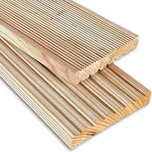 Terrassendielen Holzterrasse Deutsche Lärche 24 x 143 mm - Terrassenbelag Komplettset - Massiv Diele aus Nadelholz inkl. Unterkonstruktion & Terrassenschrauben - Dielenlänge: 5m | Fläche: 34m²