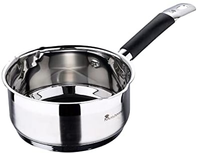 MasterPRO Foodies - Cazo de Acero Inoxidable de 1.3L, 16 x 7.5 cm - Revestimiento Antiadherente - Mango ergonómico - Apto para toda tipo de cocinas incluido inducción -Libre de tóxicos