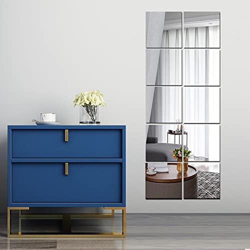Beser Lee Full Length Wall Mirrors, Body 10pcs Acrylic Plexiglass Mirror Wall-Mounted Frameless Over the Door Large Long Home Workout Gym Dance for Walls Dorm Floor Tile Self Adhesive