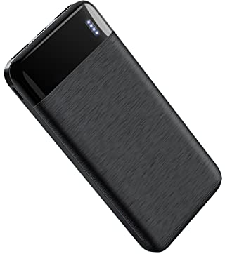 Power Bank 10000mAh Mince Petite Batterie Externe 2.4A Chargeur de Téléphone Portable Portable pour iPhone Samsung Galaxy One Plus Xiaomi iPad Android Plus (Noir, 1-pak)