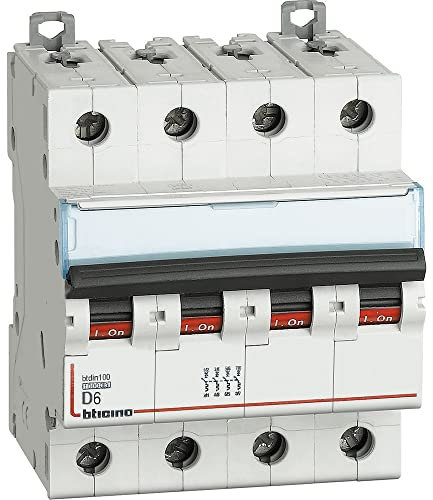 Bticino FH84D6 Curva D Interruttore Magnetotermico, 4 Poli, 6A, 400V