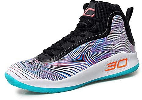 Scarpe da basket da uomo alte alla moda antiscivolo traspiranti scarpe da ginnastica sportive da uomo, Viola, 42 2/3 EU