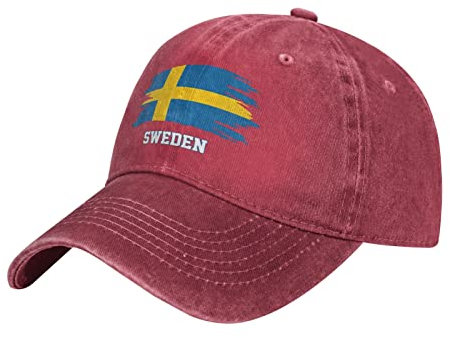 YINGD Unisex Baseball Cap Rot Schweden Flagge Verstellbare Baseball Kappe Atmungsaktiv Sonnenhut für Erwachsene Frauen Herren, #832, One size