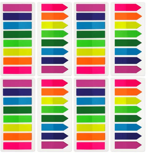 OWLKELA 1600pcs Sticky Tabs, 8 Colour Index Tabs, Translucent Tape Flags for Page Marking, Writable Sticky Notes for School and Office Supplies